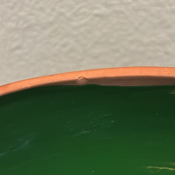 Hand Painted Mid Century Terracotta Green Interior Mexican Decorative Ball 11” - Picture 15 of 15